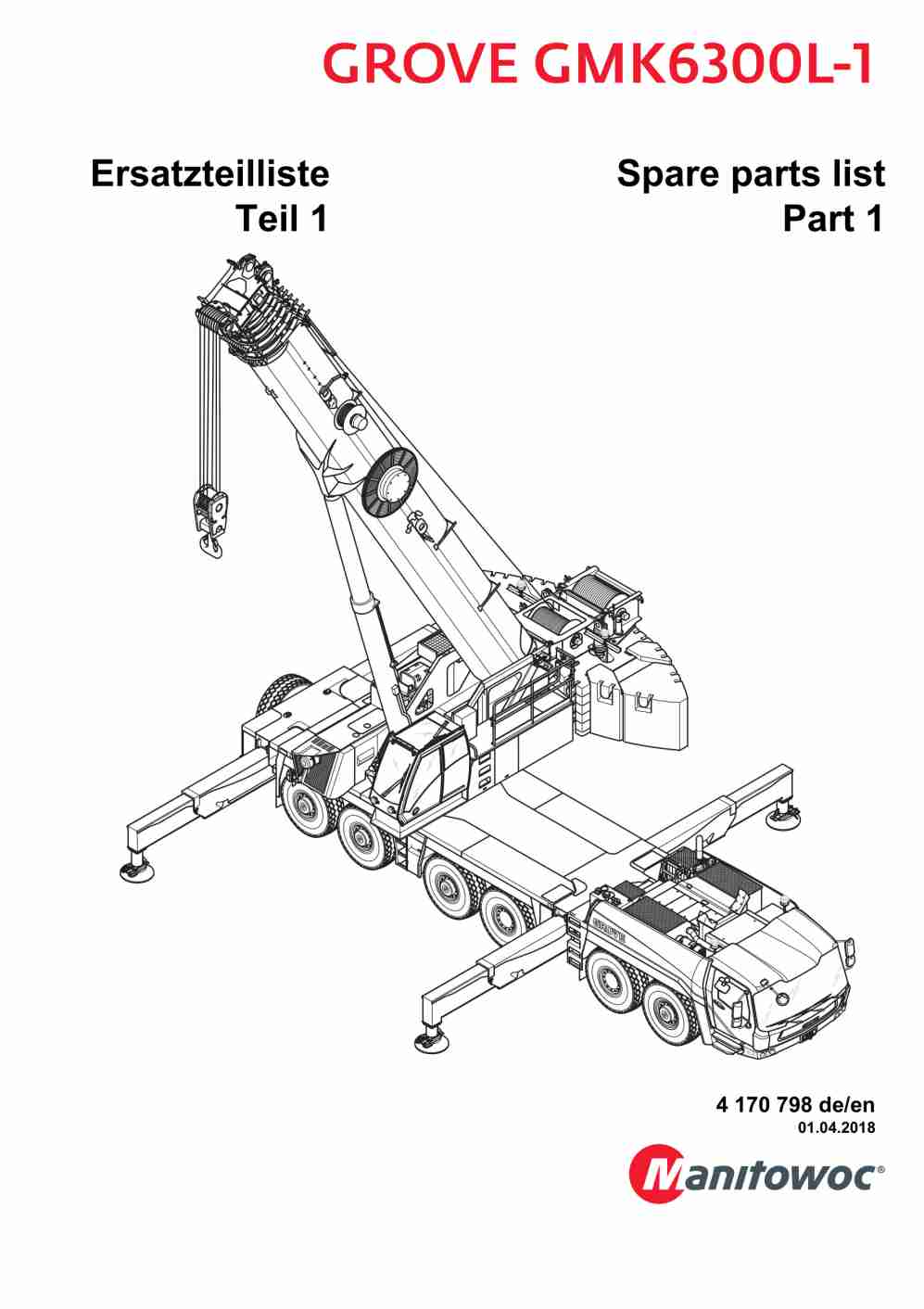 Grove GMK 6300L-1 Crane Spare Parts List 2018 DE EN