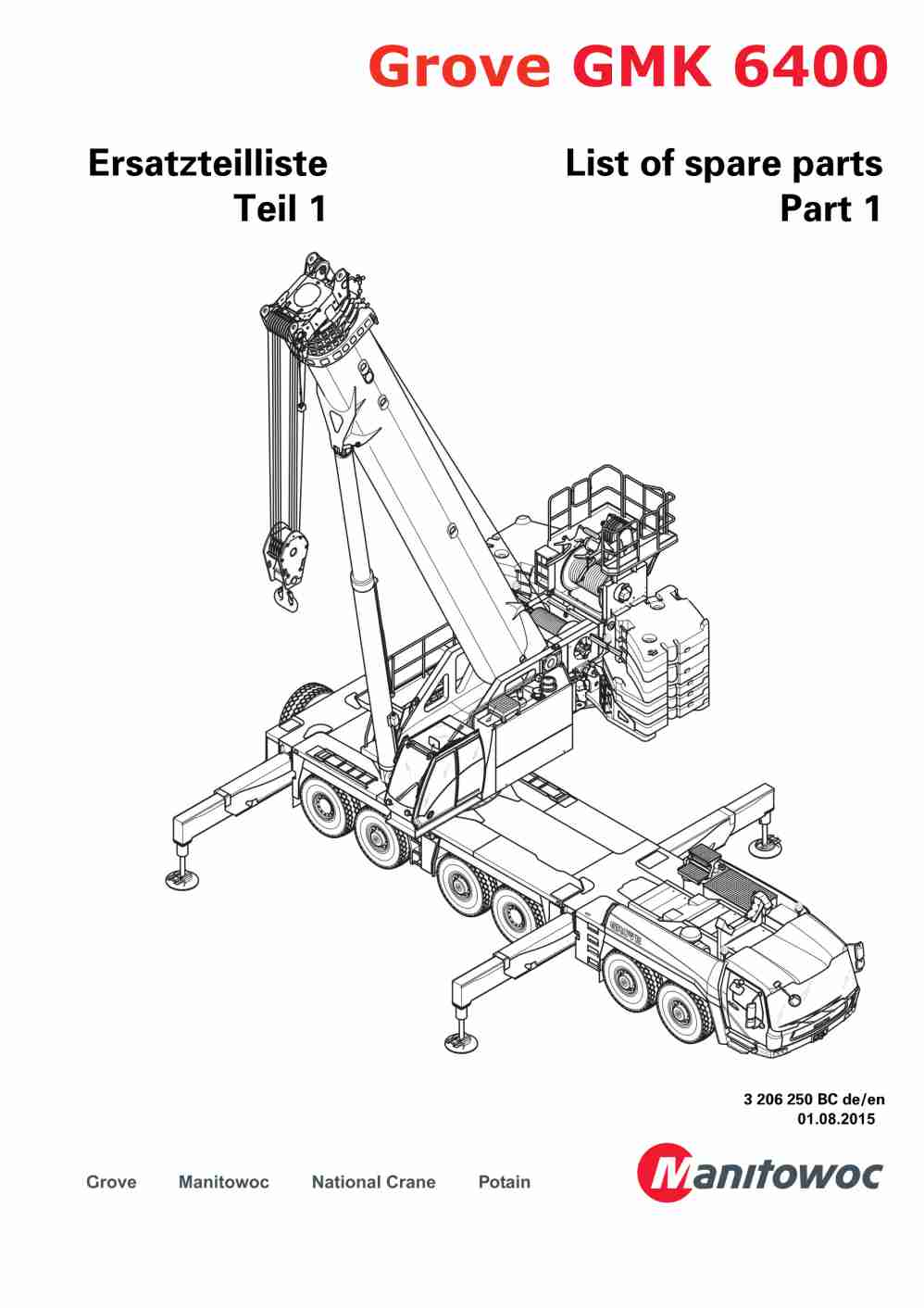 Grove GMK 6400 Crane Spare Parts List 2015 DE EN