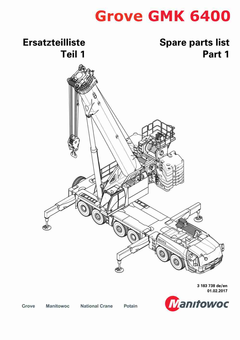 Grove GMK 6400 Crane Spare Parts List 2017 DE EN