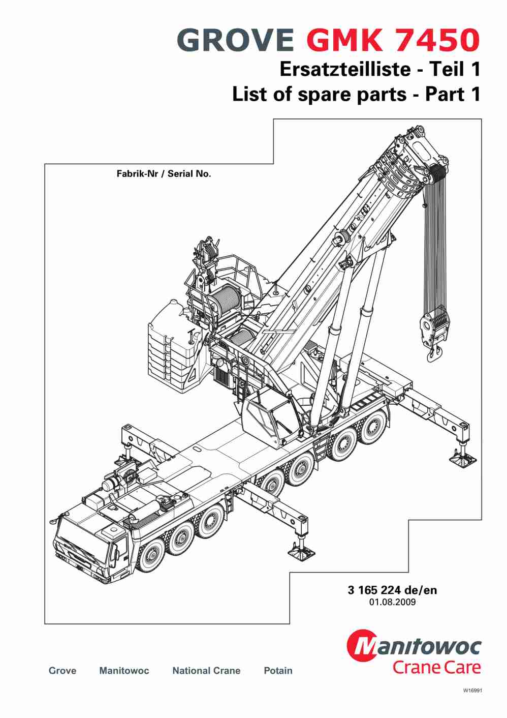 Grove GMK 7450 Crane Spare Parts List 2009 DE EN