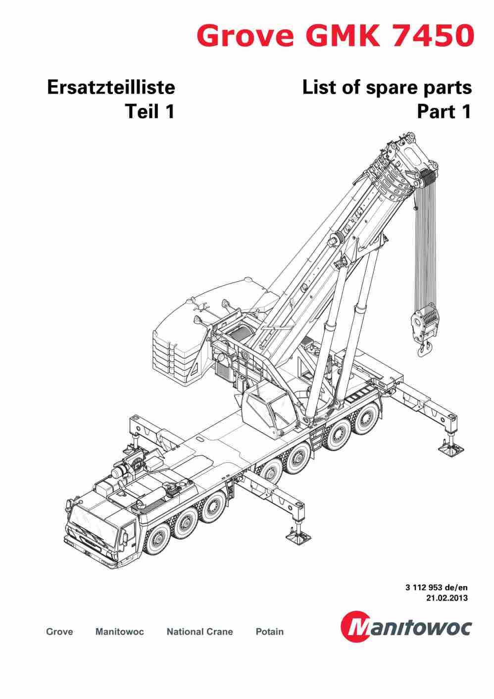 Grove GMK 7450 Crane Spare Parts List 2013 DE EN