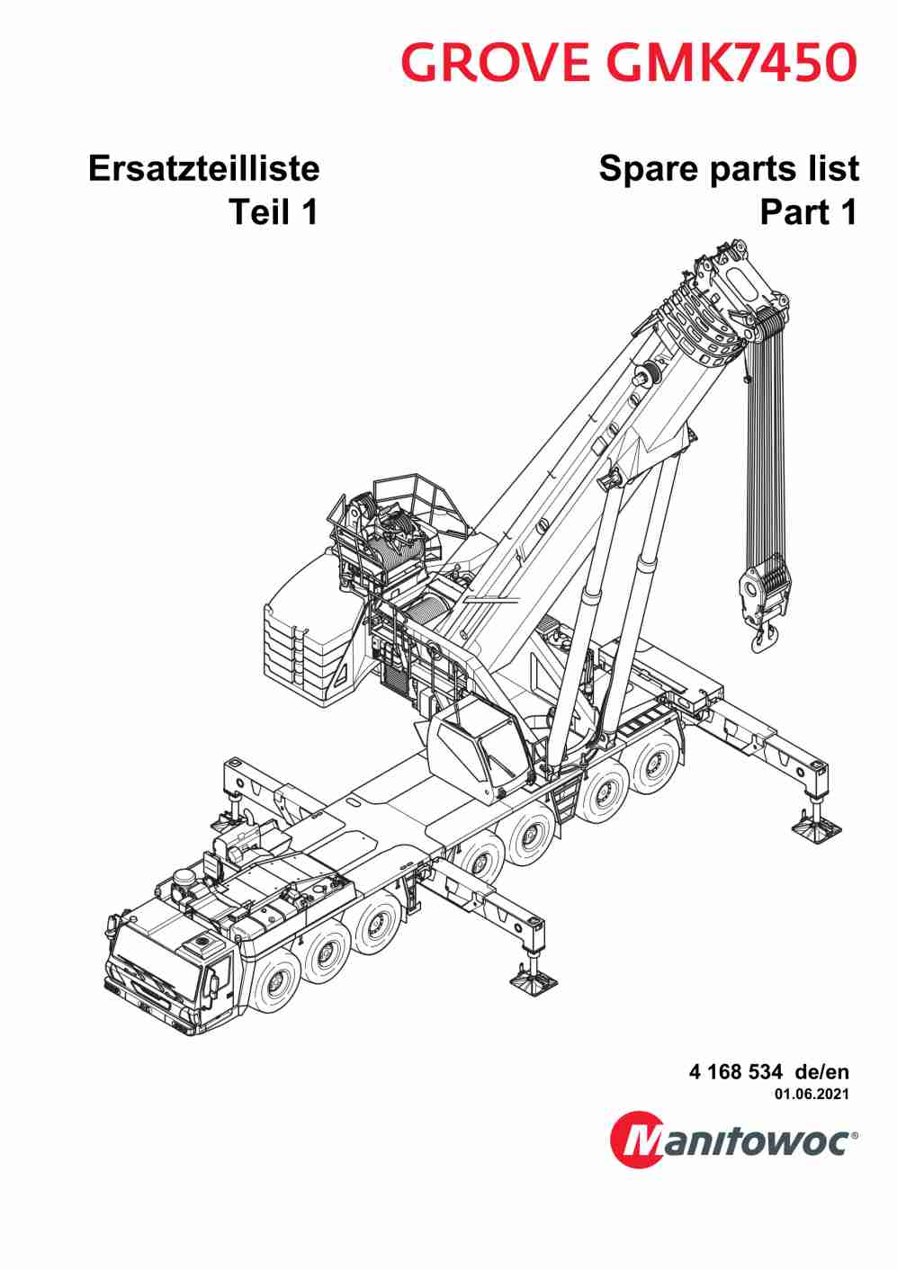 Grove GMK 7450 Crane Spare Parts List 2021 DE EN