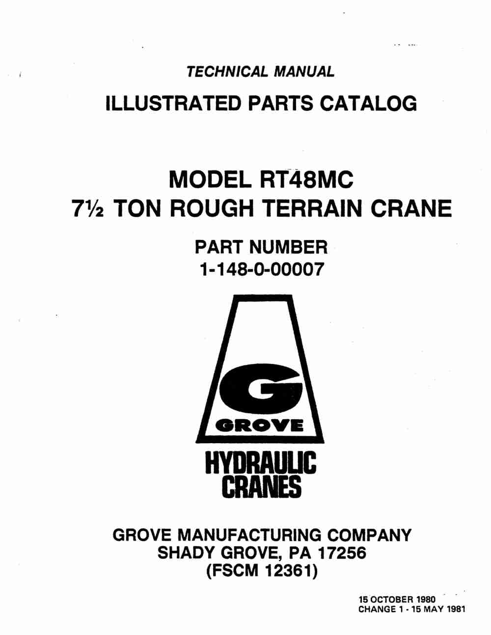 Grove RT48MC Crane Parts Manual