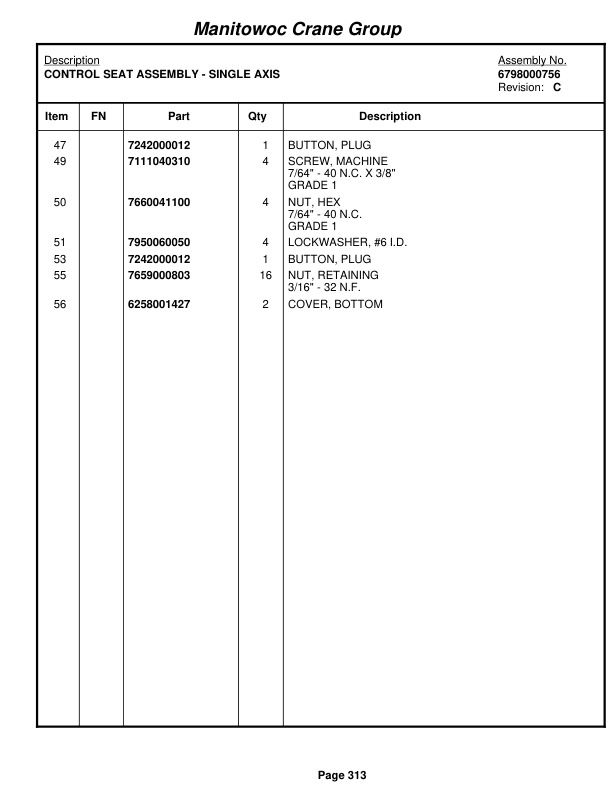 Grove RT500C Crane Parts Manual 77454 2007 2 Grove RT500C Crane Parts Manual 77454 2007-2