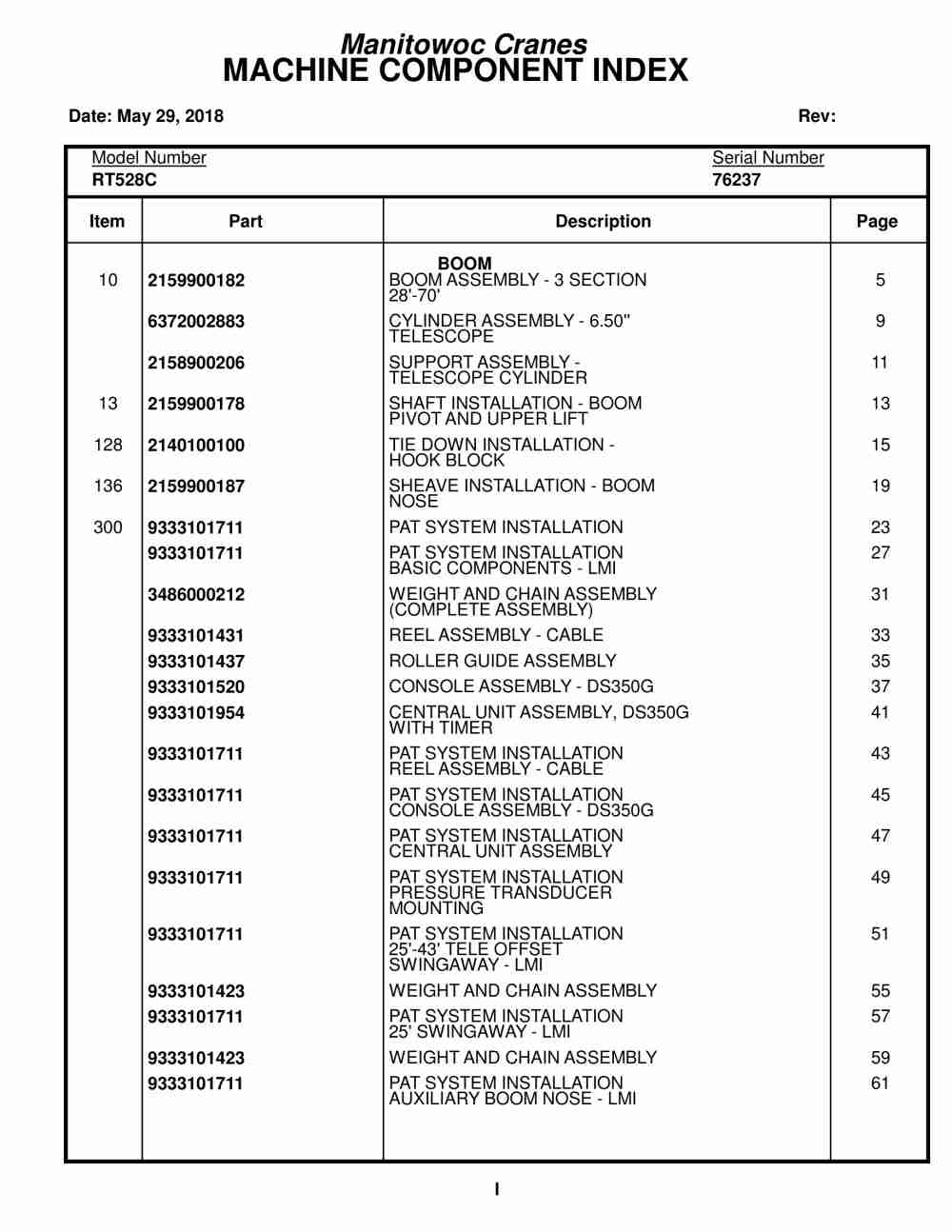Grove RT528C Crane Parts Manual 76237 2018