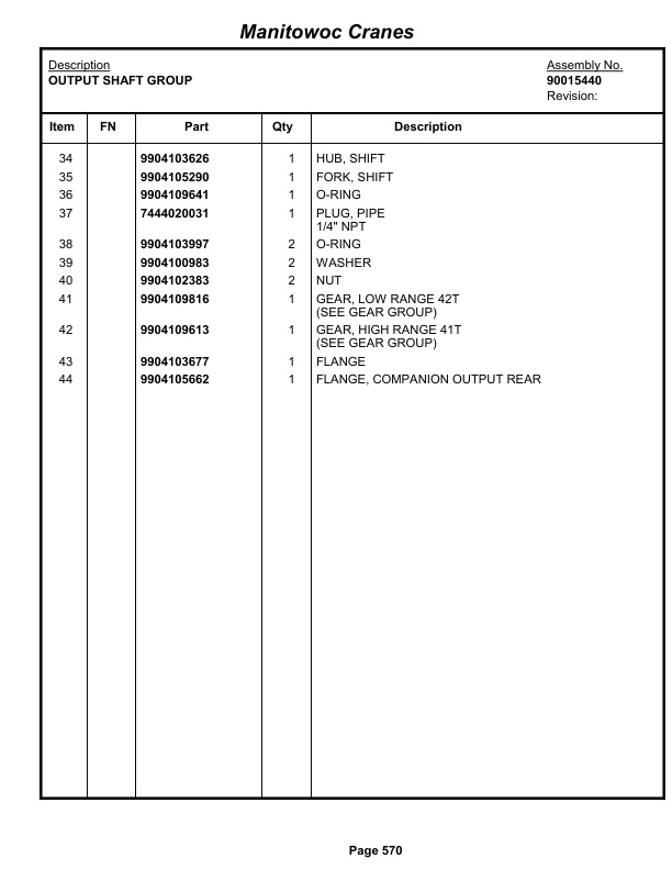 Grove RT530E-2 Crane Parts Manual 233061 2012 3 Grove RT530E-2 Crane Parts Manual 233061 2012-3