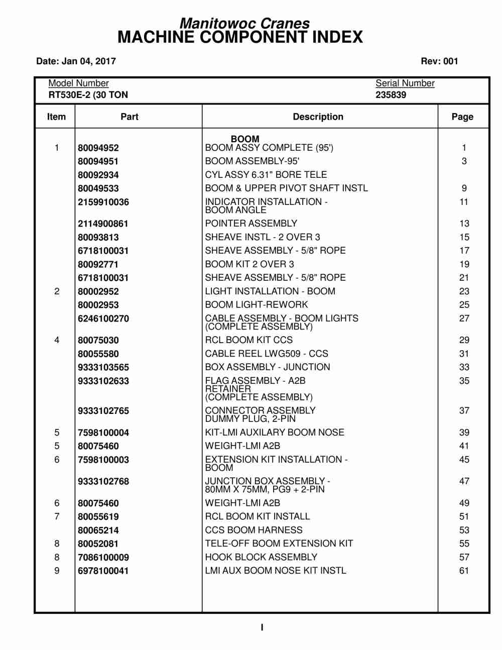 Grove RT530E-2 Crane Parts Manual 235839 2017 1 Grove RT530E-2 Crane Parts Manual 235839 2017