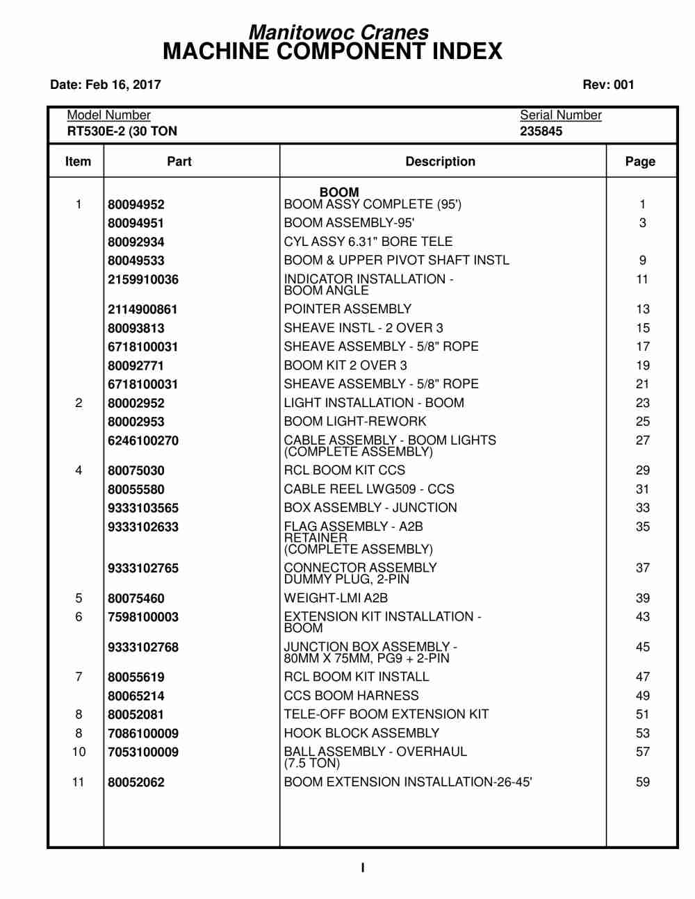 Grove RT530E-2 Crane Parts Manual 235845 2017 1 Grove RT530E-2 Crane Parts Manual 235845 2017
