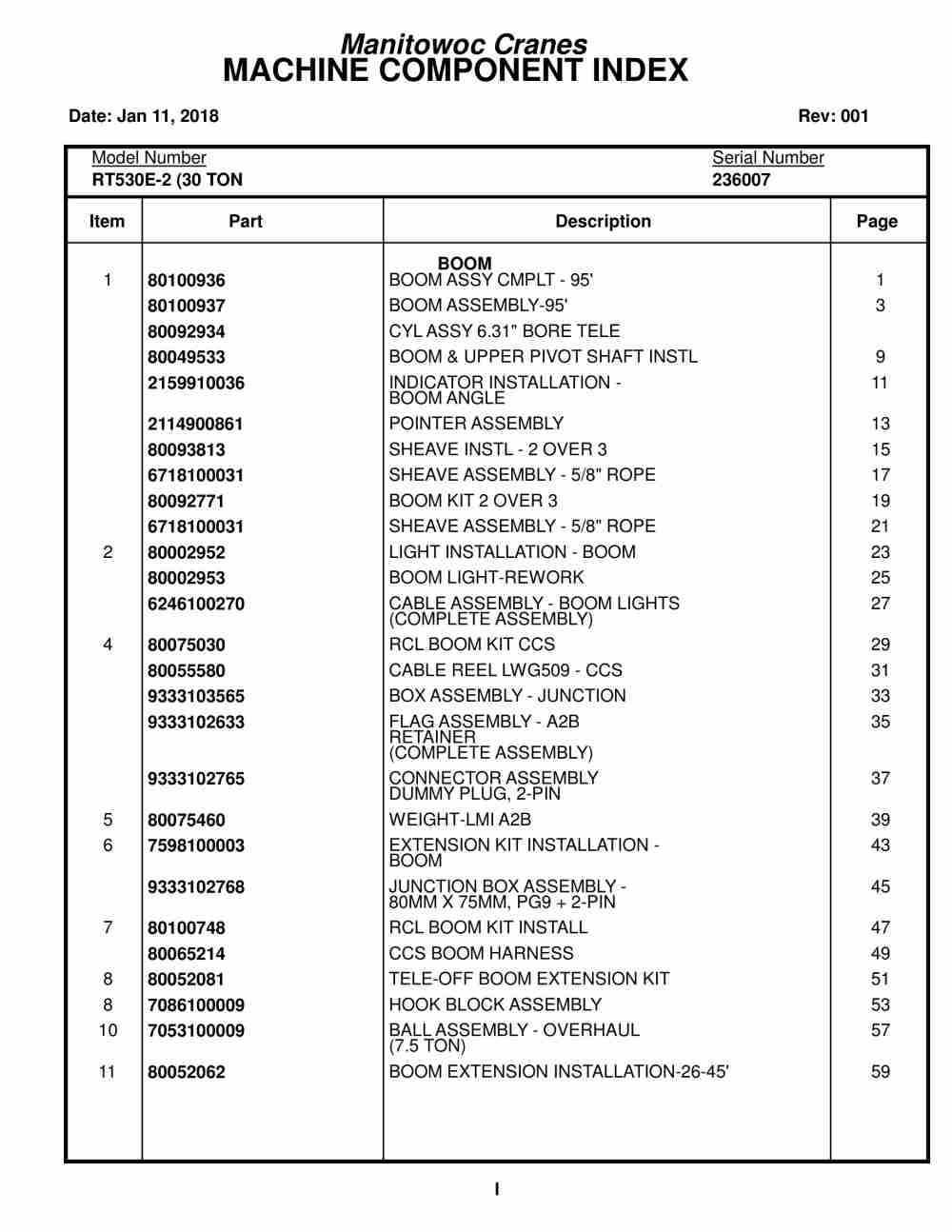 Grove RT530E-2 Crane Parts Manual 236007 2018 1 Grove RT530E-2 Crane Parts Manual 236007 2018