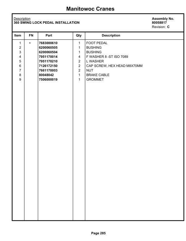 Grove RT530E-2 Crane Parts Manual 236942 2020 2 Grove RT530E-2 Crane Parts Manual 236942 2020-2