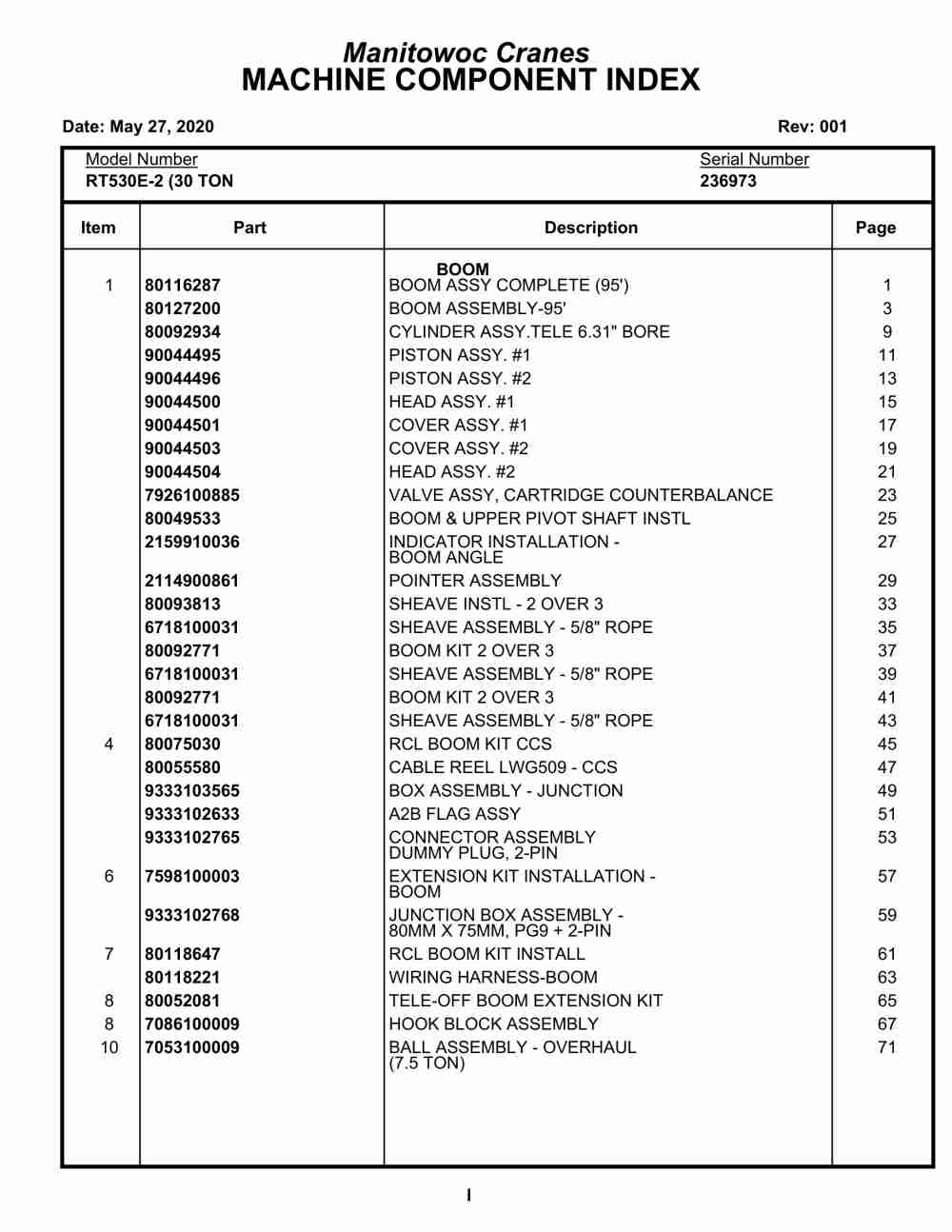 Grove RT530E-2 Crane Parts Manual 236973 2020 1 Grove RT530E-2 Crane Parts Manual 236973 2020