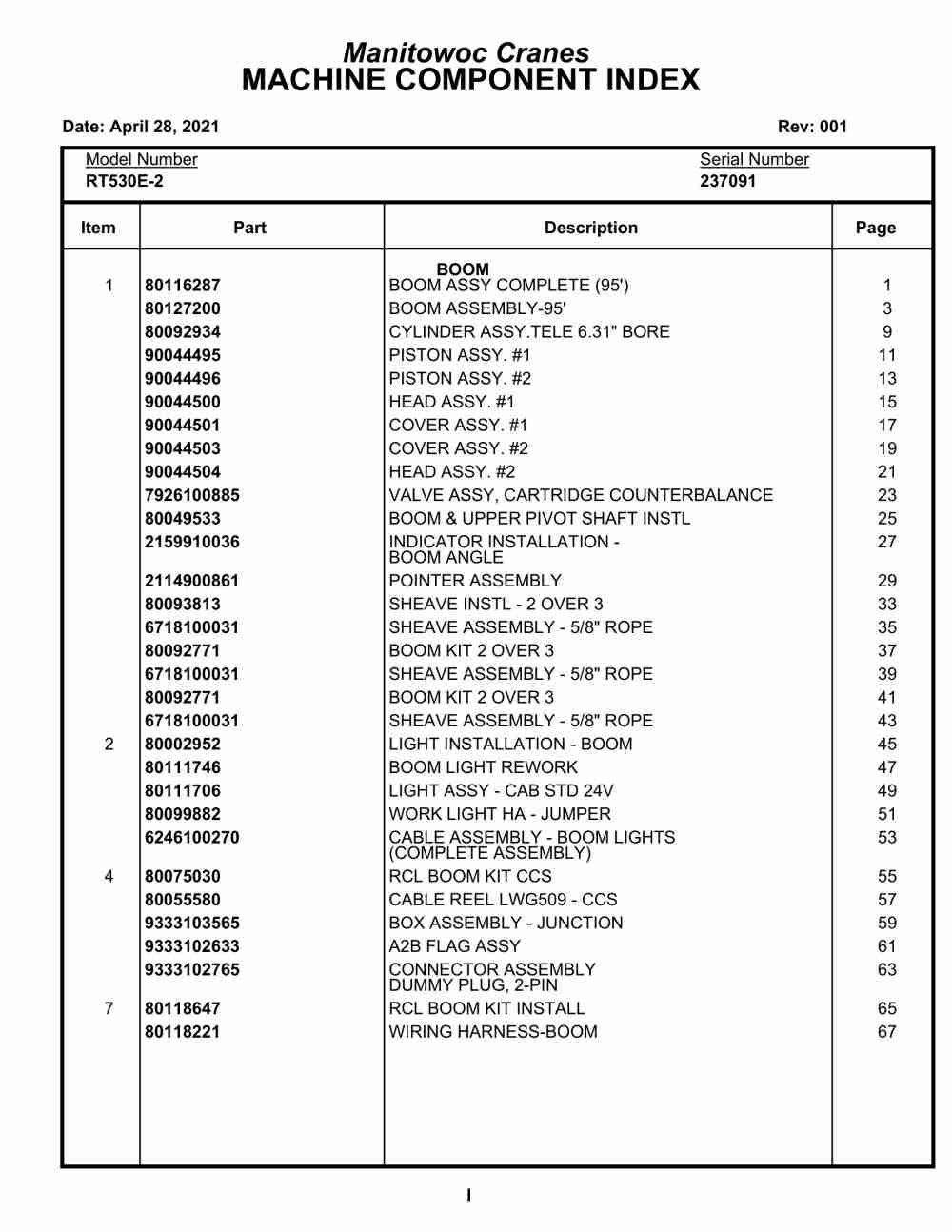 Grove RT530E-2 Crane Parts Manual 237091 2021 1 Grove RT530E-2 Crane Parts Manual 237091 2021
