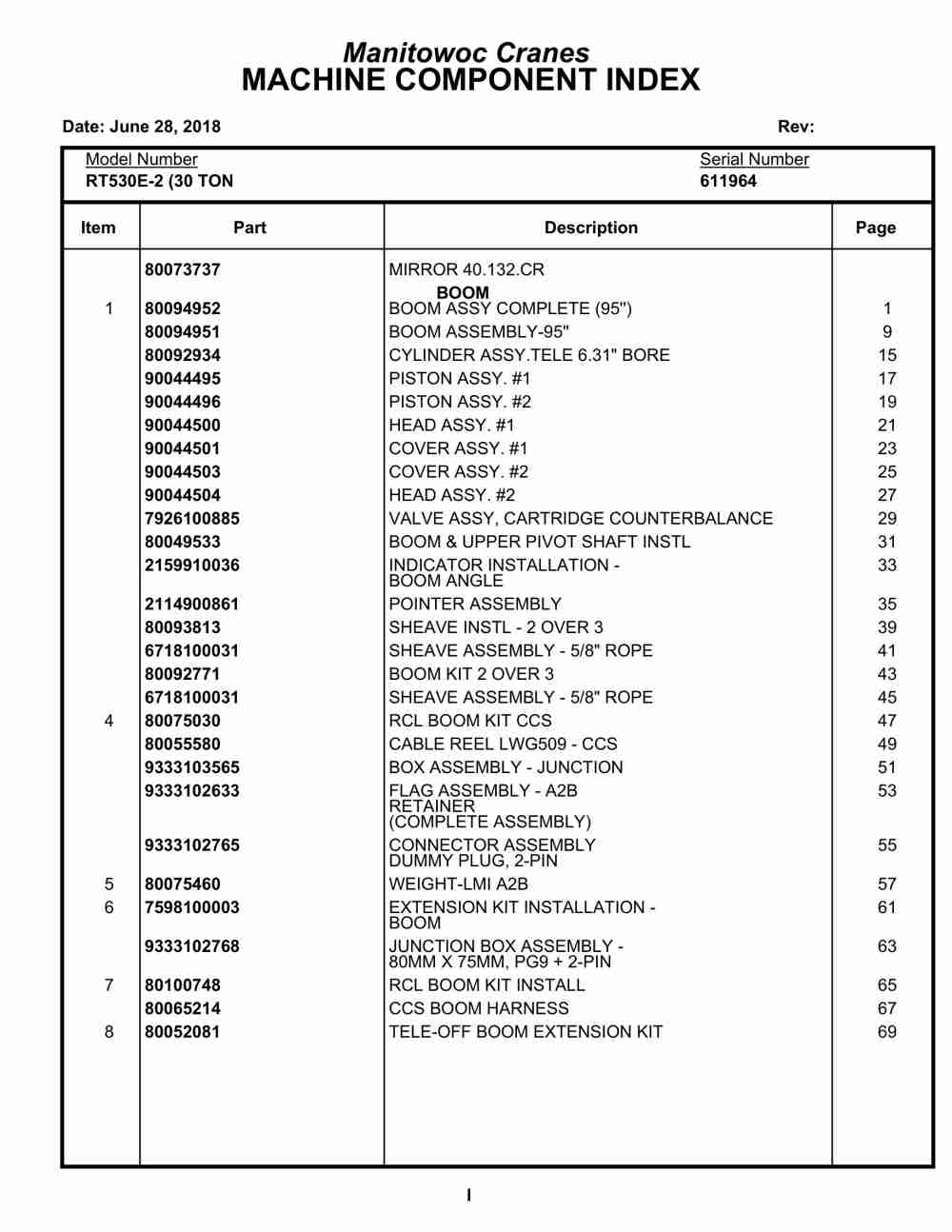 Grove RT530E-2 Crane Parts Manual 611964 2018 1 Grove RT530E-2 Crane Parts Manual 611964 2018