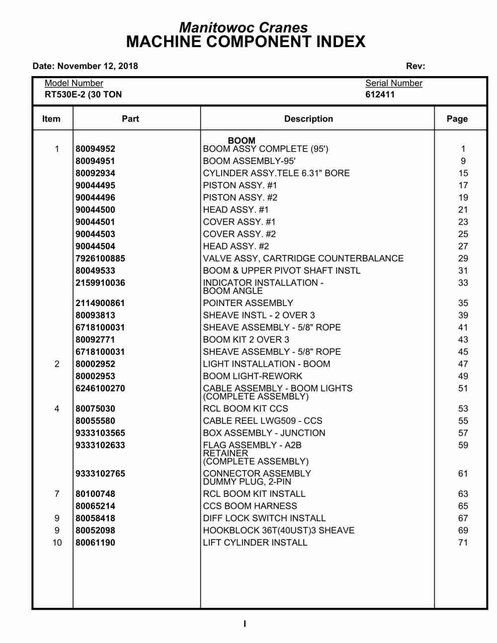 Grove RT530E-2 Crane Parts Manual 612411 2018 1 Grove RT530E-2 Crane Parts Manual 612411 2018