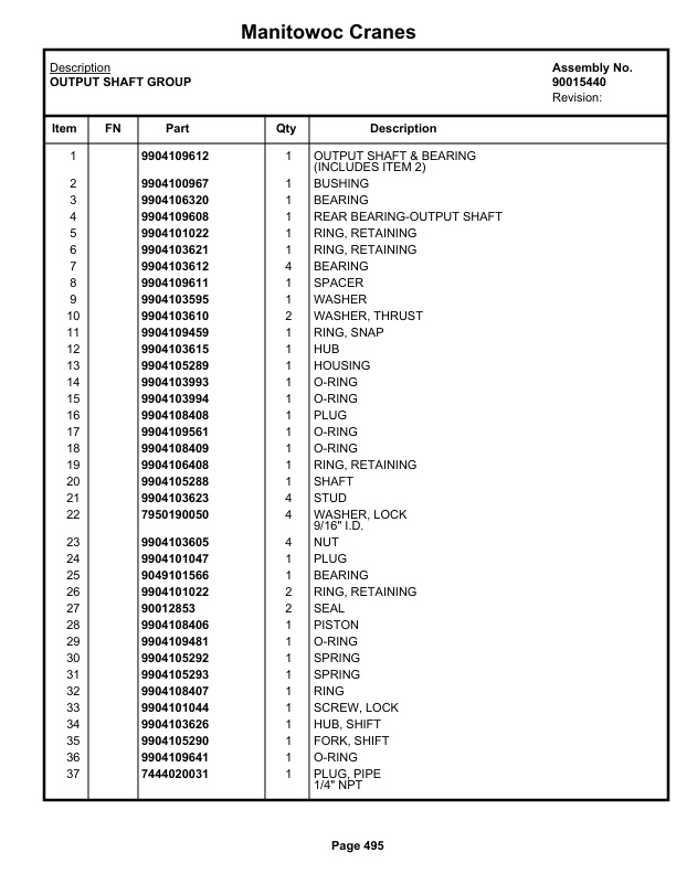 Grove RT530E-2 Crane Parts Manual 613838 2019 3 Grove RT530E-2 Crane Parts Manual 613838 2019-3
