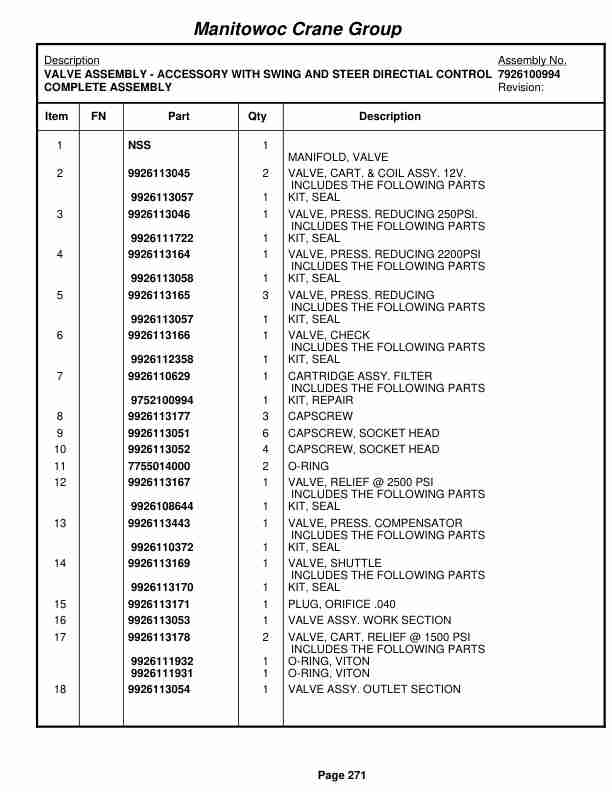 Grove RT530E2 Crane Parts Manual 227371 2007 2 Grove RT530E2 Crane Parts Manual 227371 2007-2