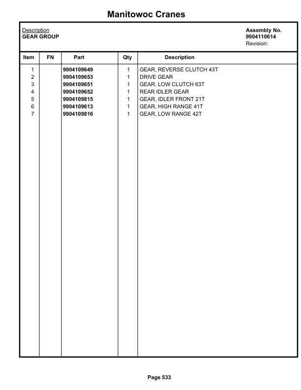 Grove RT535E Crane Parts Manual 226262 2022 3 Grove RT535E Crane Parts Manual 226262 2022-3