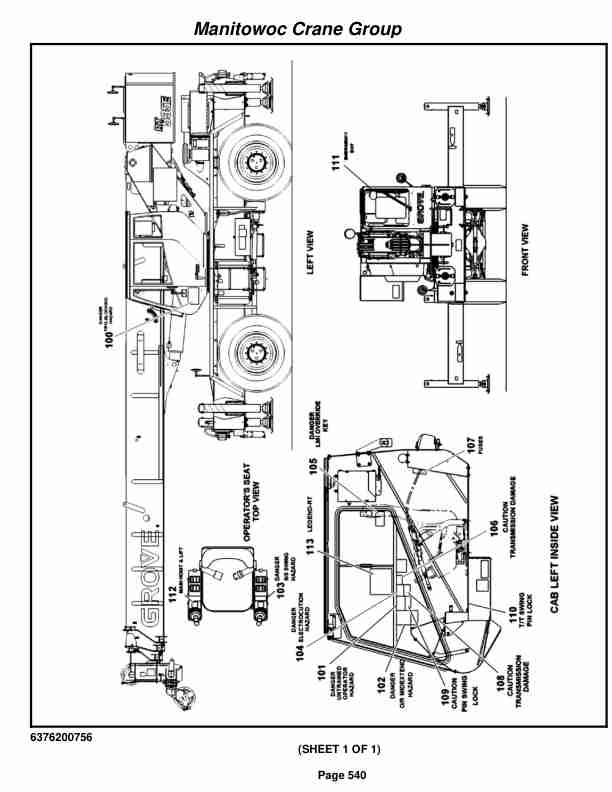 Grove RT540E Crane Parts Manual 227596 2007 3 Grove RT540E Crane Parts Manual 227596 2007-3