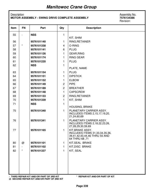 Grove RT540E Crane Parts Manual 227919 2007 2 Grove RT540E Crane Parts Manual 227919 2007-2