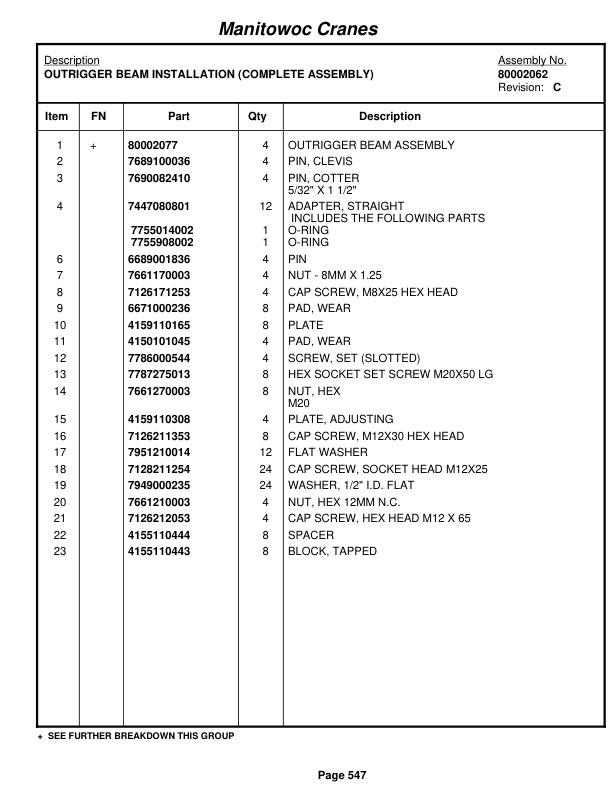 Grove RT540E Crane Parts Manual 228628 2009 3 Grove RT540E Crane Parts Manual 228628 2009-3