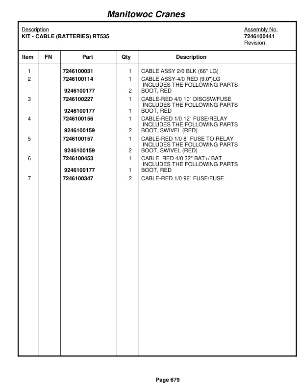 Grove RT540E Crane Parts Manual 231852 2011-3
