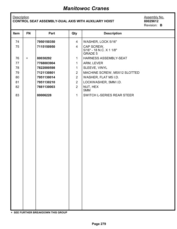Grove RT540E Crane Parts Manual 233390 2012-2