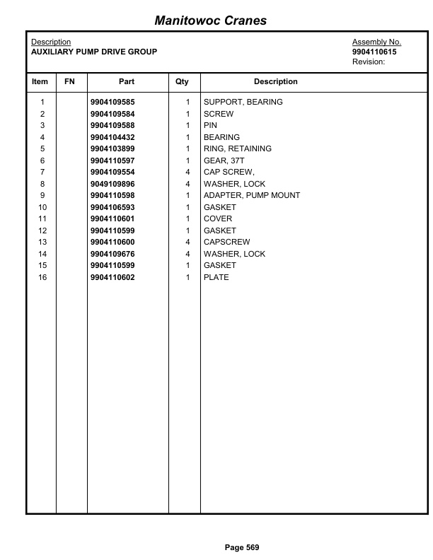 Grove RT540E Crane Parts Manual 233390 2012-3