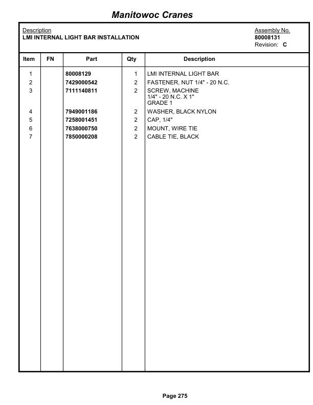 Grove RT540E Crane Parts Manual 233415 2012-2