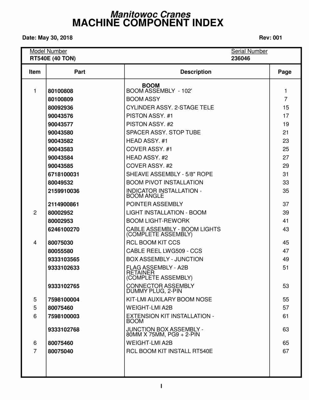 Grove RT540E Crane Parts Manual 236046 2018 1 Grove RT540E Crane Parts Manual 236046 2018