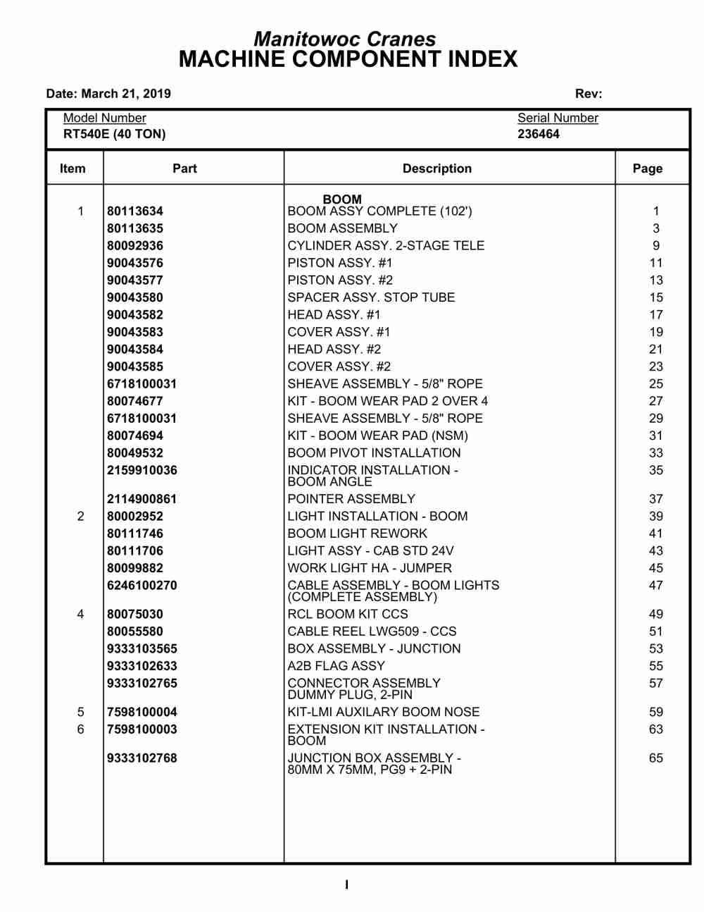 Grove RT540E Crane Parts Manual 236464 2019 1 Grove RT540E Crane Parts Manual 236464 2019
