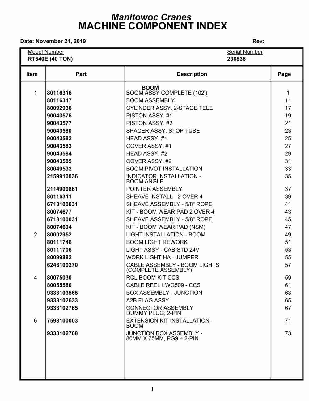 Grove RT540E Crane Parts Manual 236836 2019 1 Grove RT540E Crane Parts Manual 236836 2019