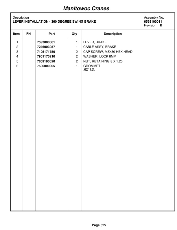 Grove RT540E Crane Parts Manual 258543 2011 2 Grove RT540E Crane Parts Manual 258543 2011-2