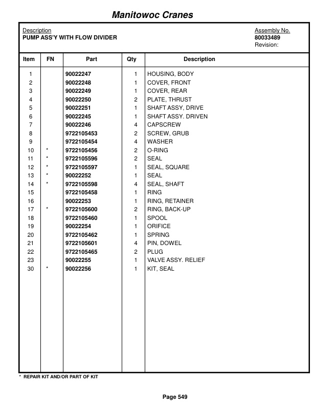 Grove RT540E Crane Parts Manual 604084 2015-3