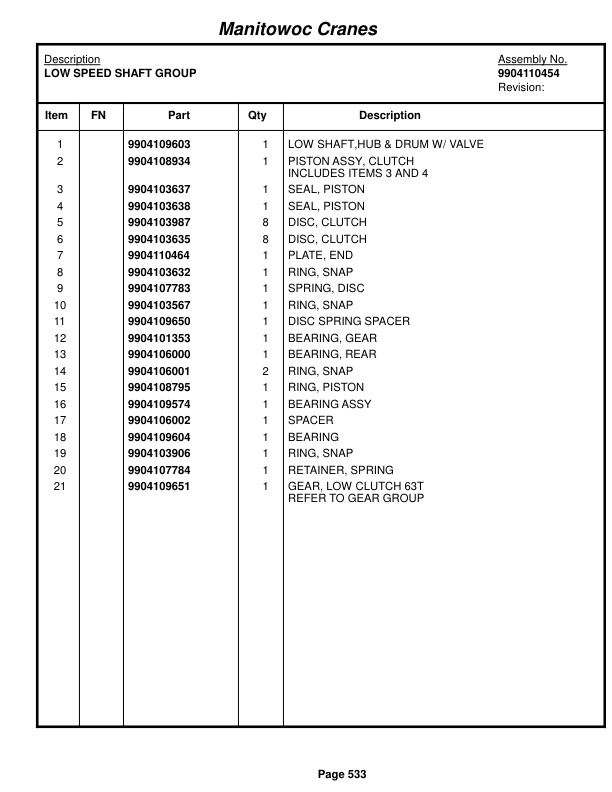 Grove RT540E Crane Parts Manual 611713 2018-3