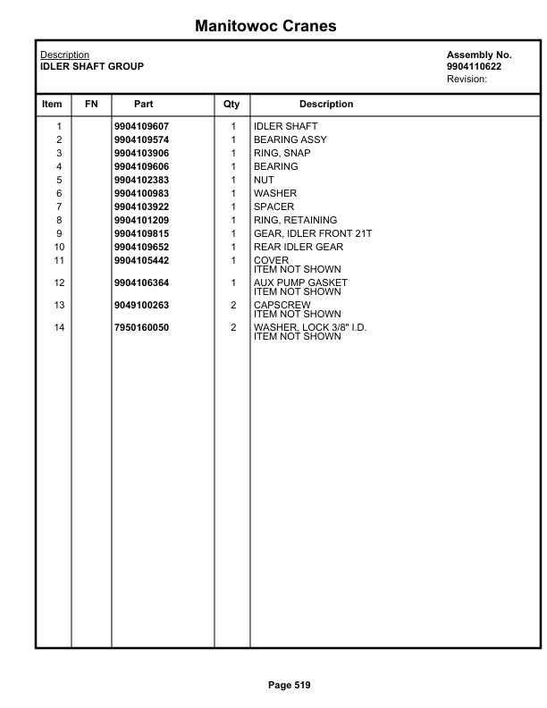 Grove RT540E Crane Parts Manual 614889 2020 3 Grove RT540E Crane Parts Manual 614889 2020-3