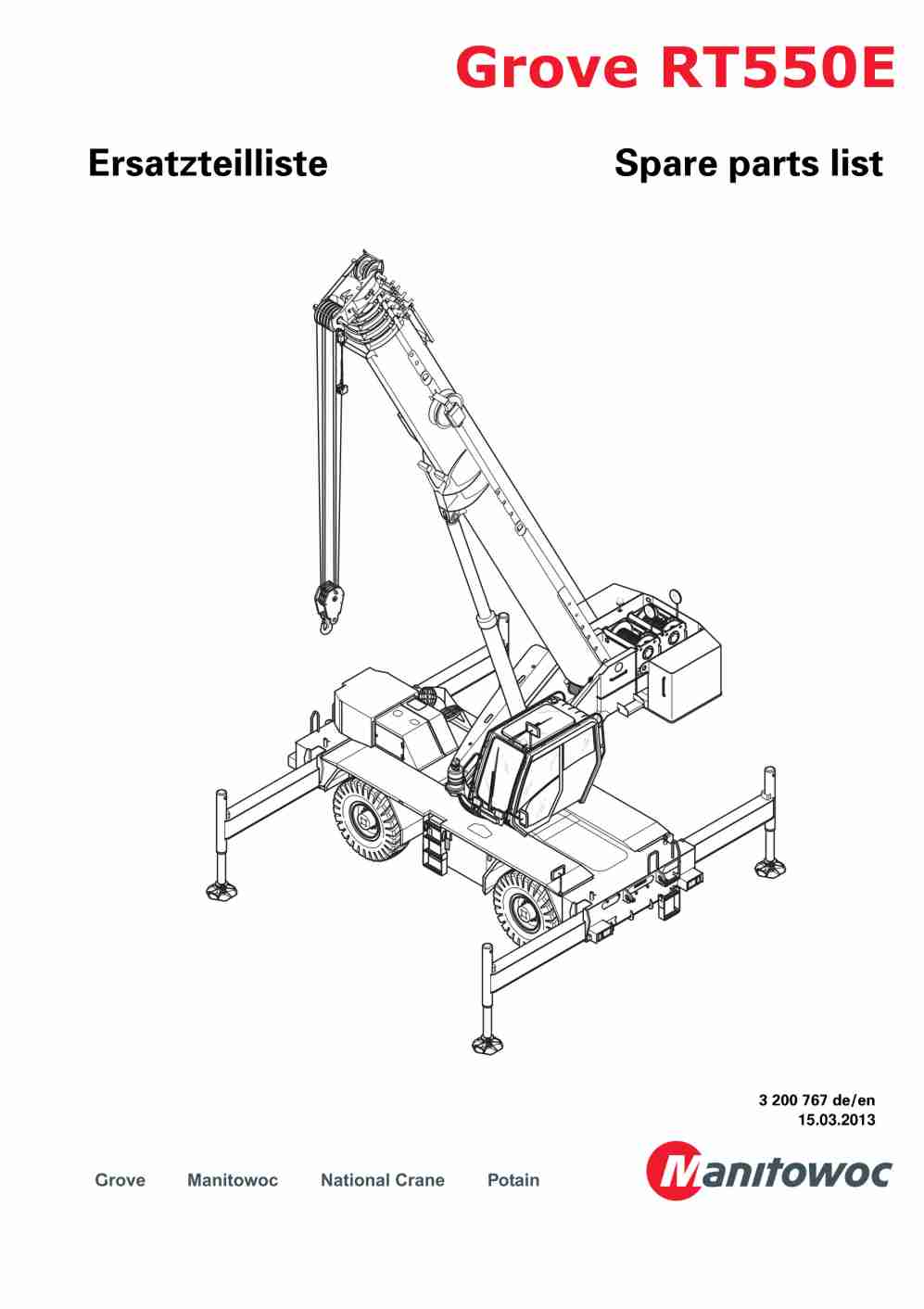 Grove RT550E Crane Spare Parts List 2013 EN DE