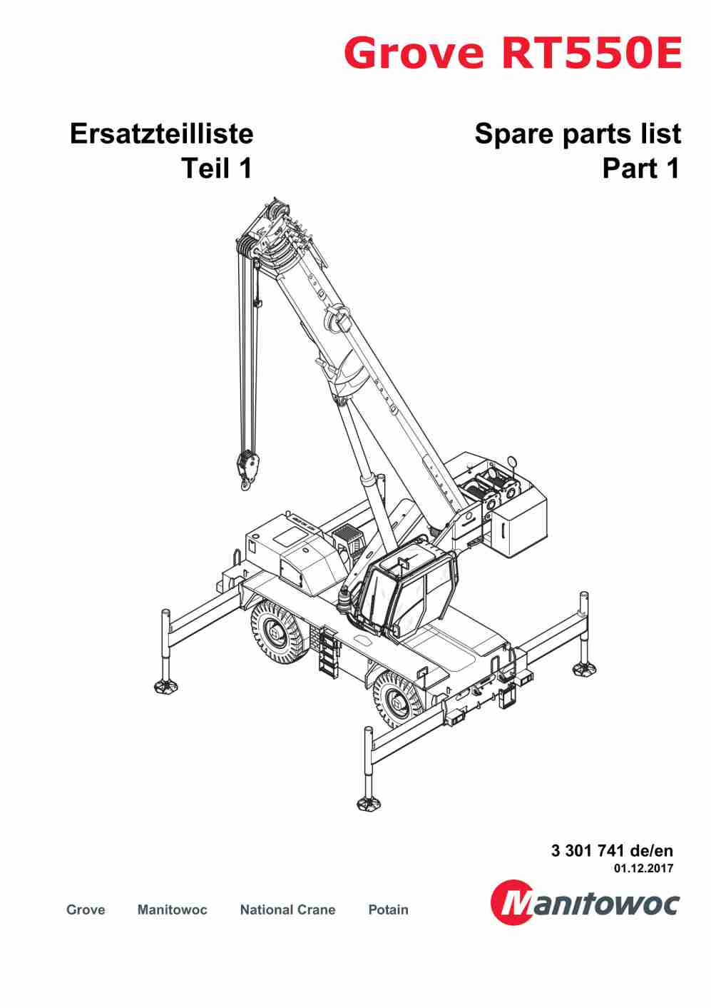 Grove RT550E Crane Spare Parts List 2017 DE EN