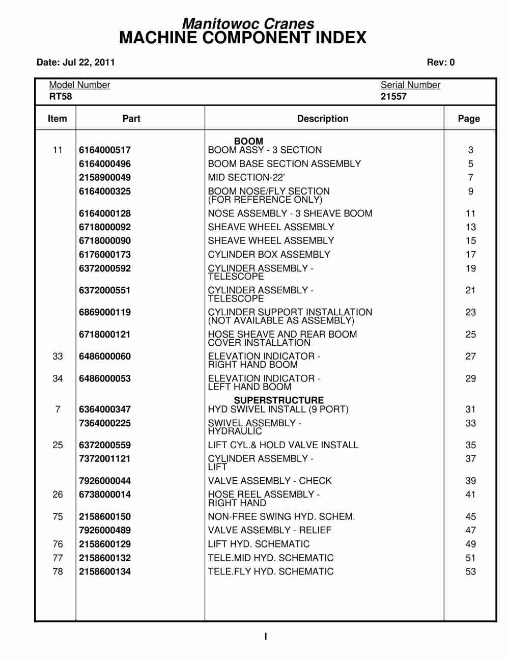 Grove RT58 Crane Parts Manual 21557 2011