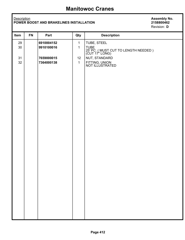 Grove RT58C Crane Parts Manual 71482 2022-3