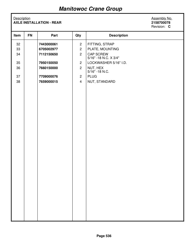 Grove RT58D Crane Parts Manual 75202 2005-3