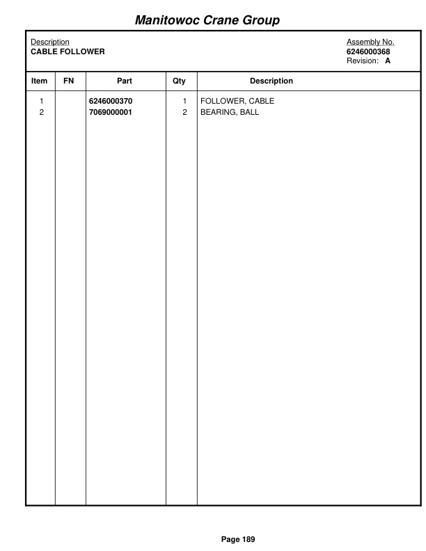 Grove RT58D Crane Parts Manual 76053 2005-2