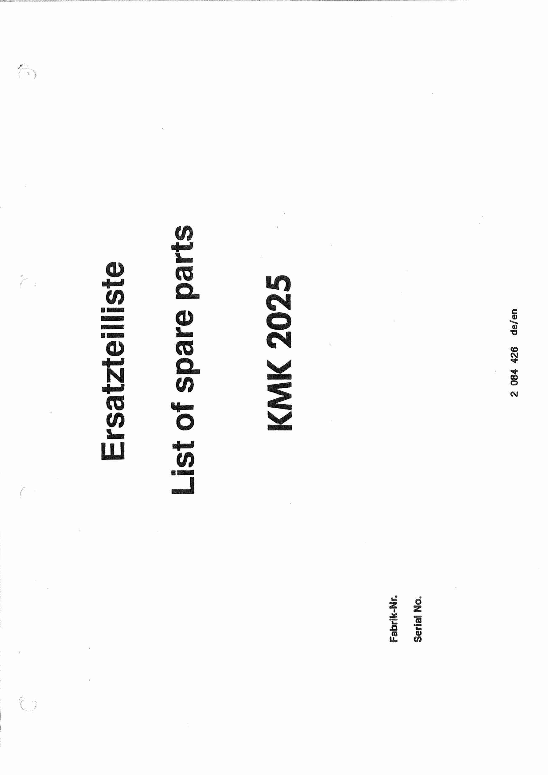 Krupp KMK 2025 Crane Spare Parts List 2084426 1993 DE EN 1 Krupp KMK 2025 Crane Spare Parts List 2084426 1993 DE EN