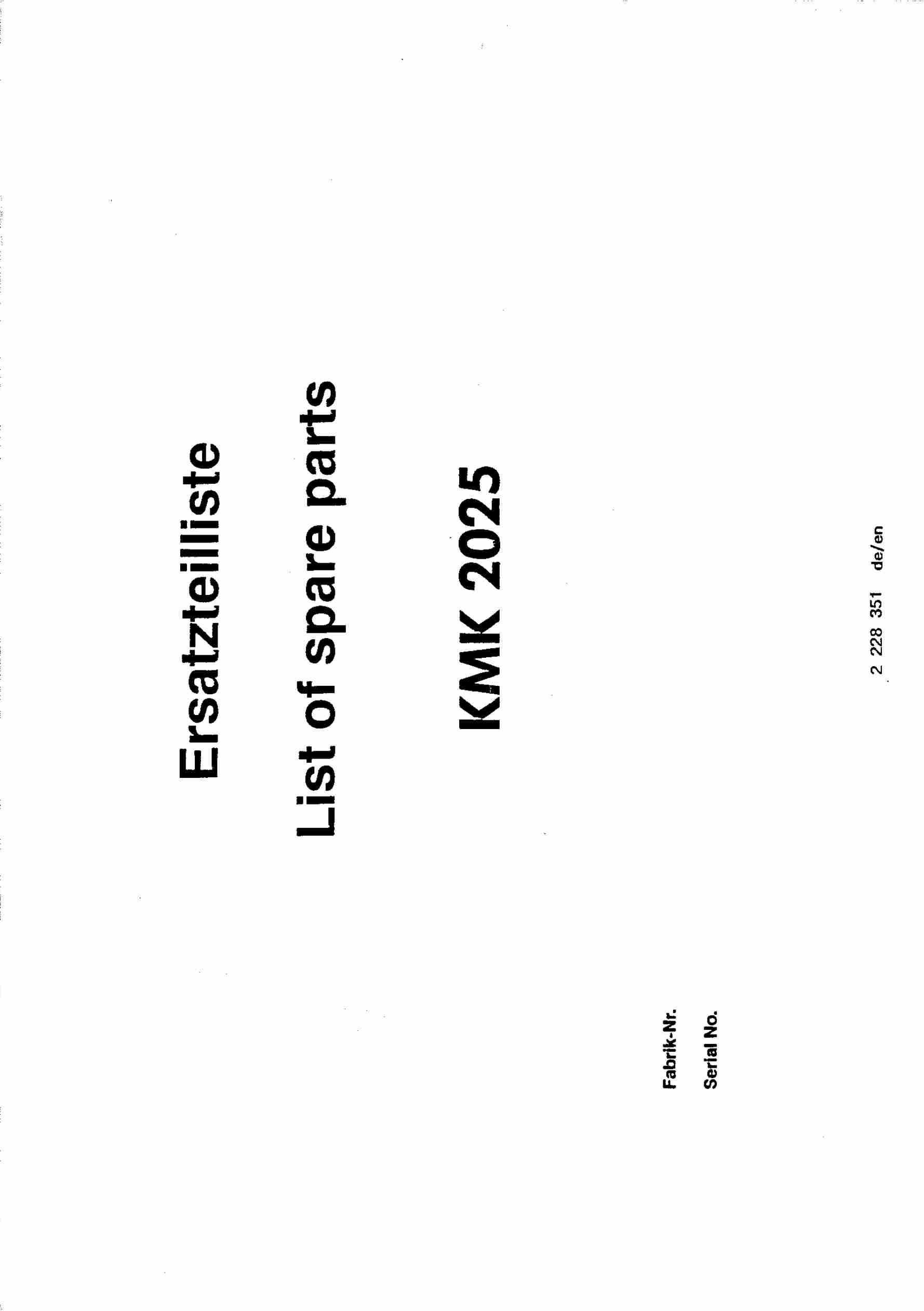 Krupp KMK 2025 Crane Spare Parts List 2228351 1993 DE EN