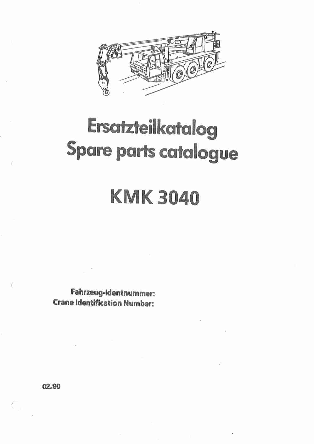 Krupp KMK 3040 Crane Spare Parts List 1990 EN DE