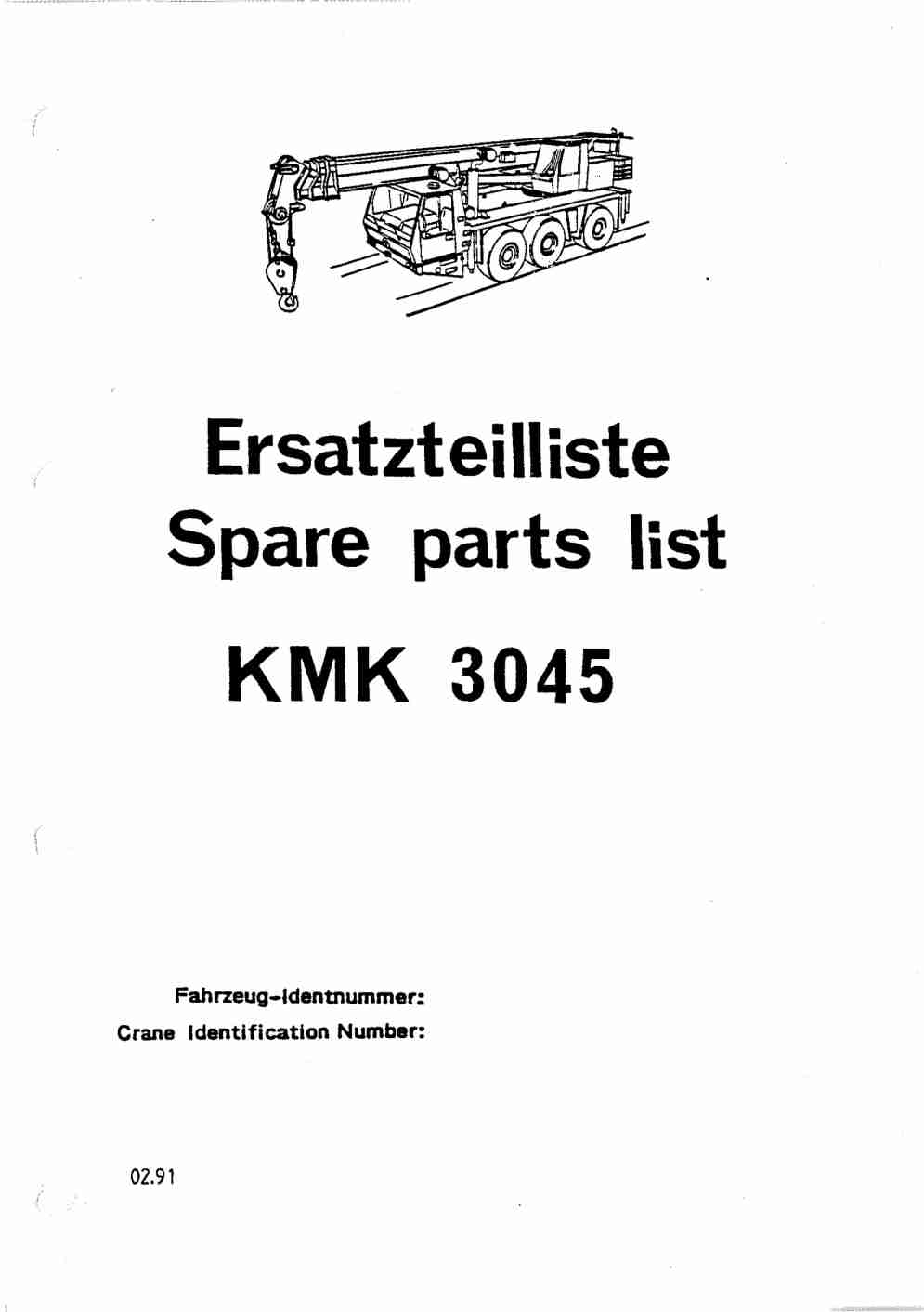 Krupp KMK 3045 Crane Spare Parts List 1991 EN DE