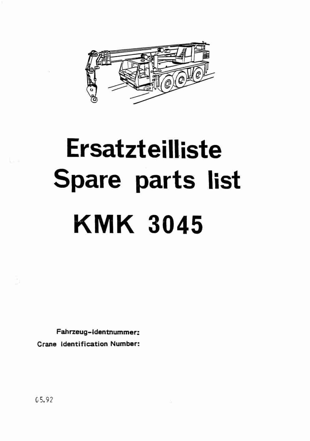 Krupp KMK 3045 Crane Spare Parts List 1992-05 DE EN