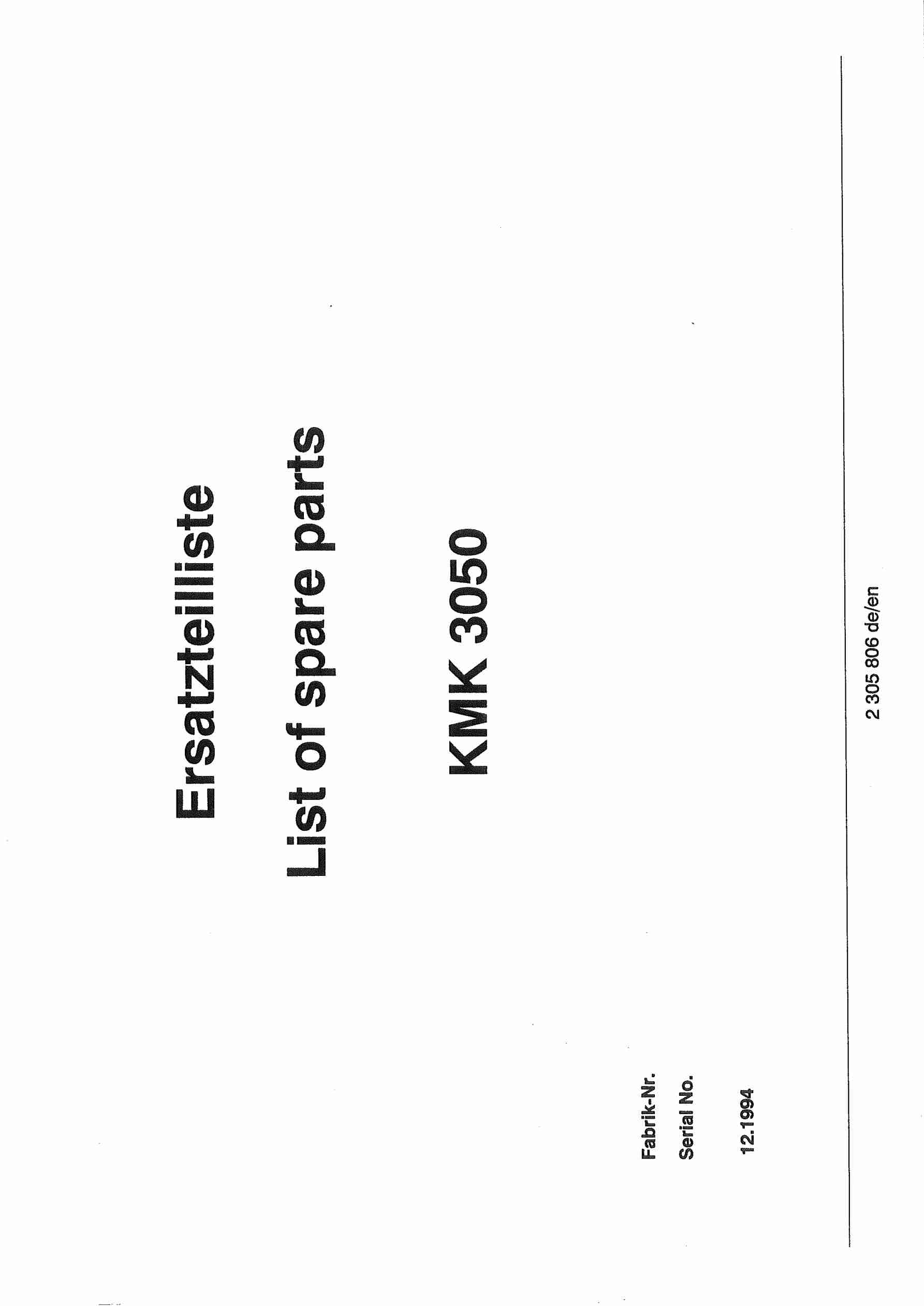 Krupp KMK 3050 Crane Spare Parts List 1994-12 DE EN