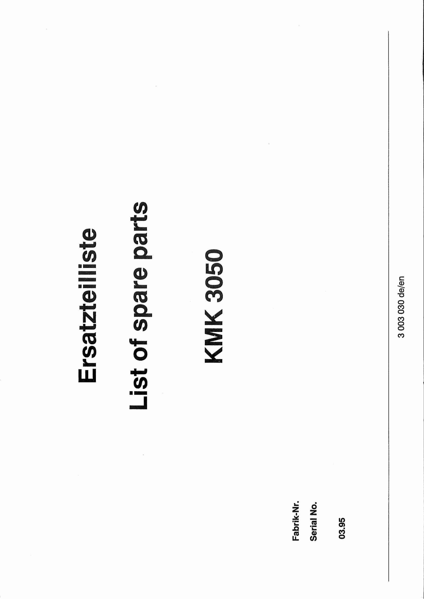 Krupp KMK 3050 Crane Spare Parts List 1995-03 DE EN
