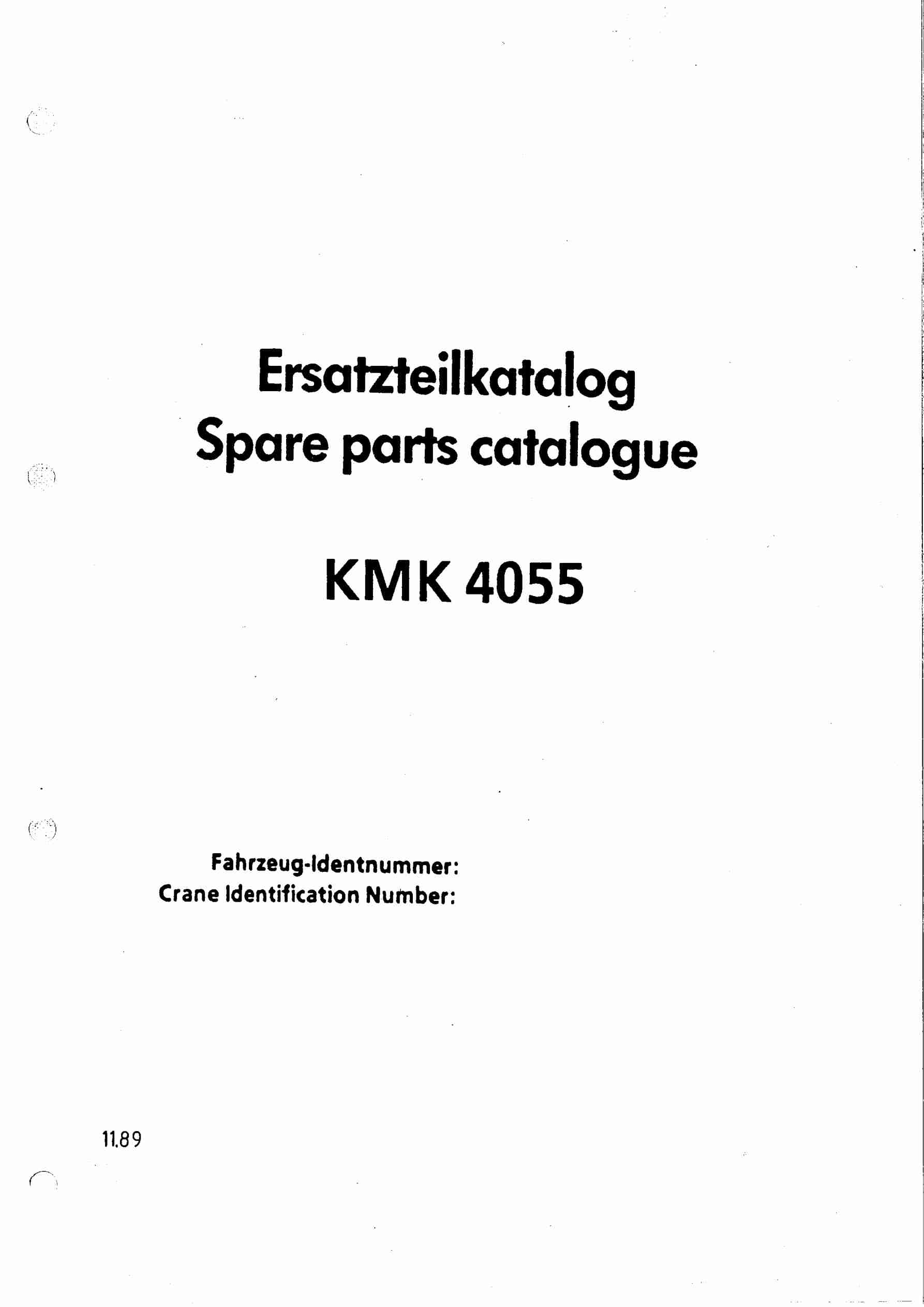 Krupp KMK 4055 Crane Spare Parts List 1989 EN DE