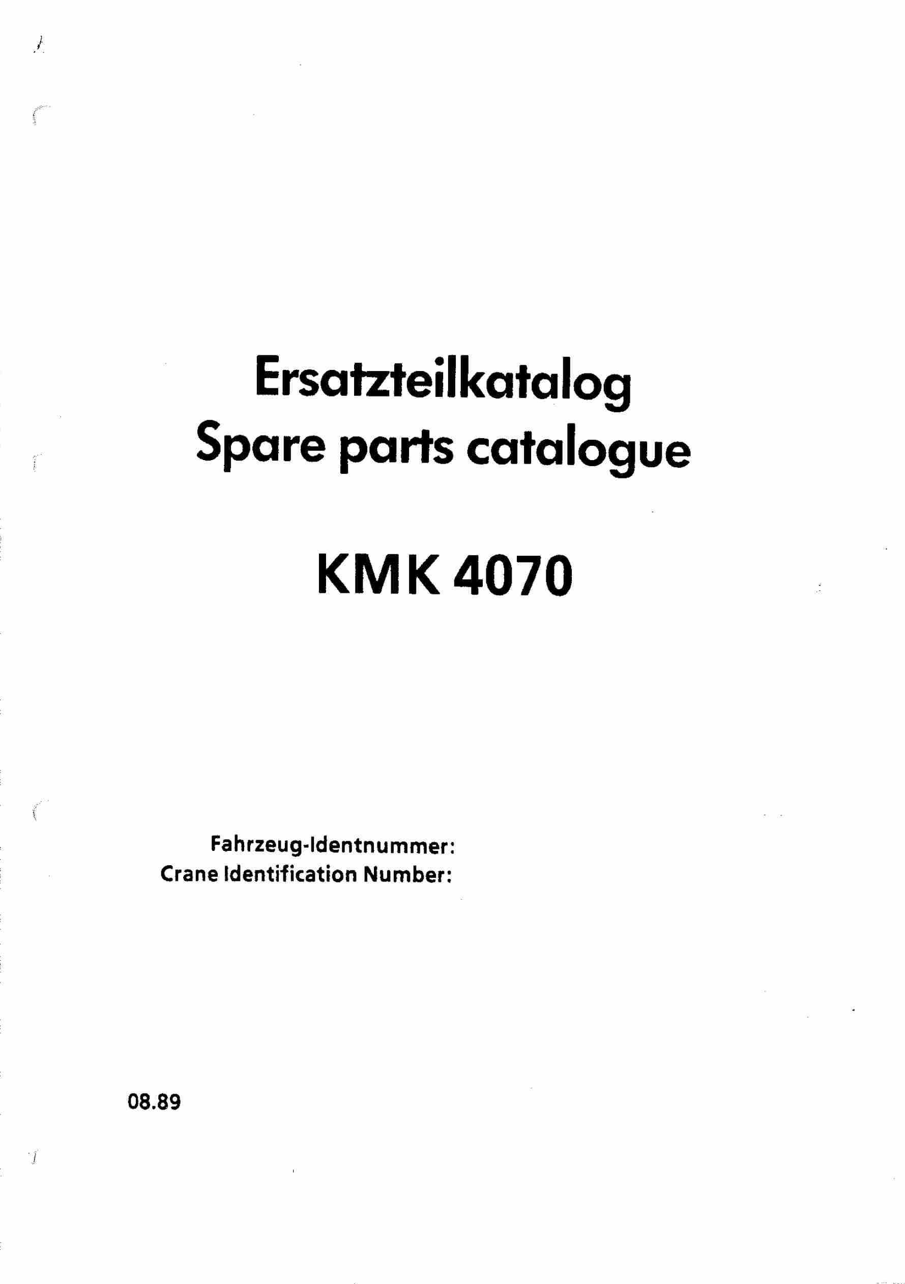 Krupp KMK 4070 Crane Spare Parts List 1989-08 DE EN